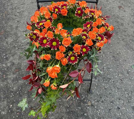 Urnenkranz orange weinrot- Dez